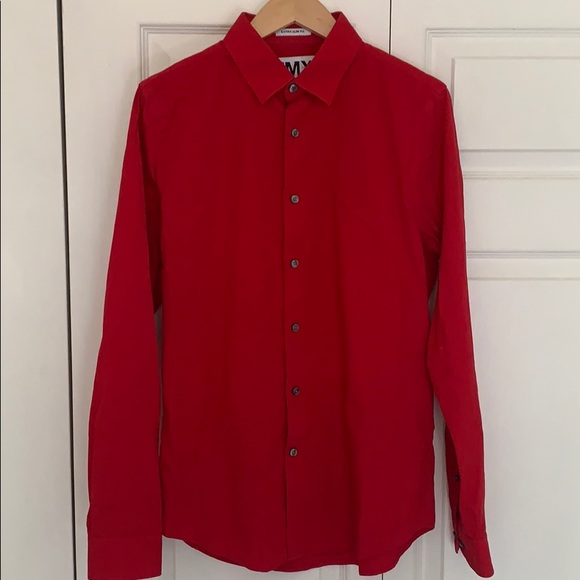 Red Express Men Button Down Shirt - Picture 1 of 2